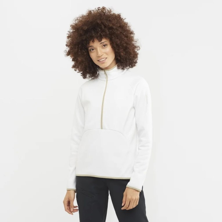 Salomon Essential Warm Half Zip Bundy Damske Biele | SK 8DCBIR